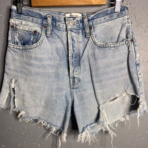 Agolde Light Blue Distressed Jean Shorts